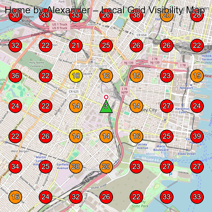 Home by Alexander GeoGrid visibility map for Furniture Maker in Jersey City
